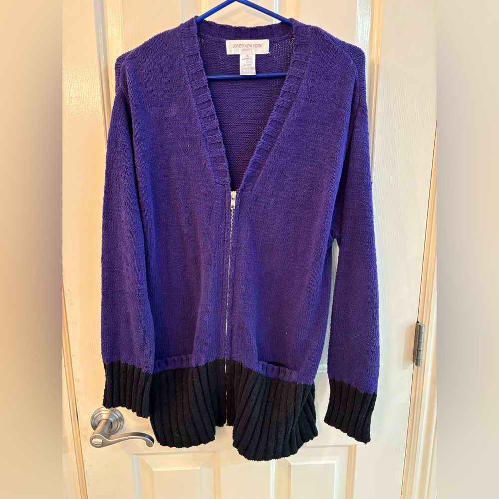 Vintage Jones New York zip sweater purple and black
